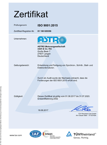 Zertifikat: DIN EN ISO 9001:2000